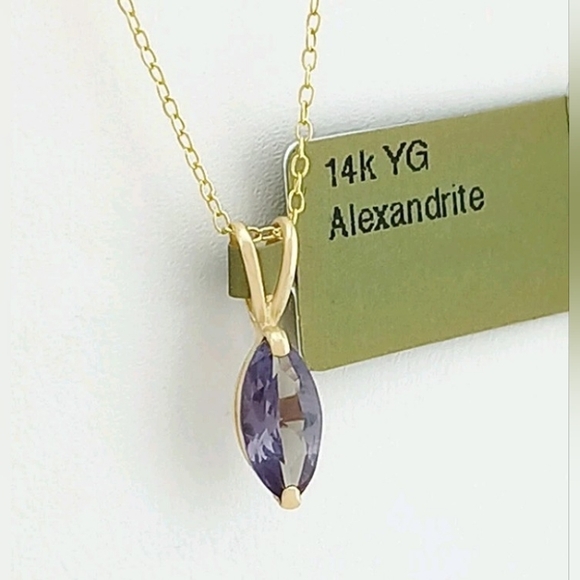 14k Gold Color Changing Lab Alexandrite Jewelry - New 14k Solid Gold Color Changing Alexandrite Pendant & Gold Tone 925 Chain